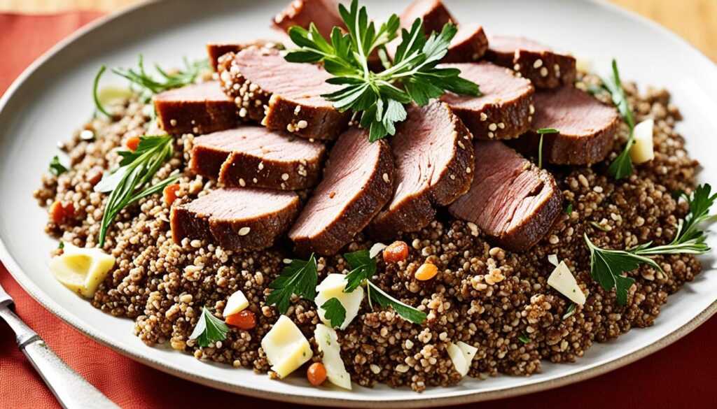 Fleisch mit Buchweizen